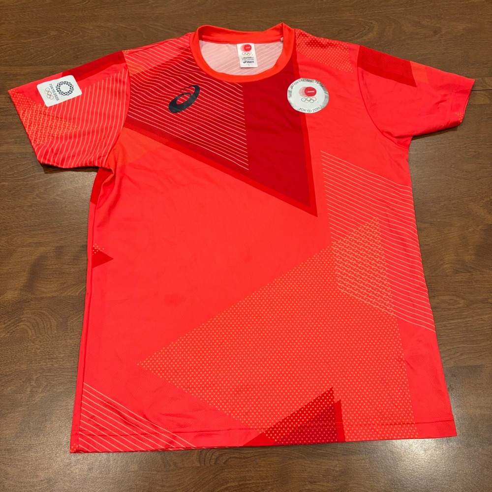 Asics Tokyo 2020 Japan Olympic Team Jersey Red Orange Mens Large T-Shirt